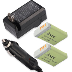 IPAX® Two Battery + Home Wall Charger + Car Plug Kit for Canon NB-13L NB13L - ipax store