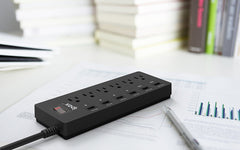 IPAX Power A6 Black Surge Protector Power Strip with 6 USB Ports (6 Grounded Outlets + 6 USB Ports) - ipax store